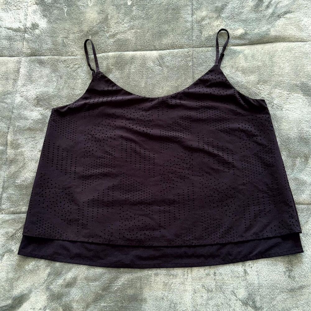 Athleta Cami Top Women XS Black Stretch Adjustable Strap Laser Cut Activewear